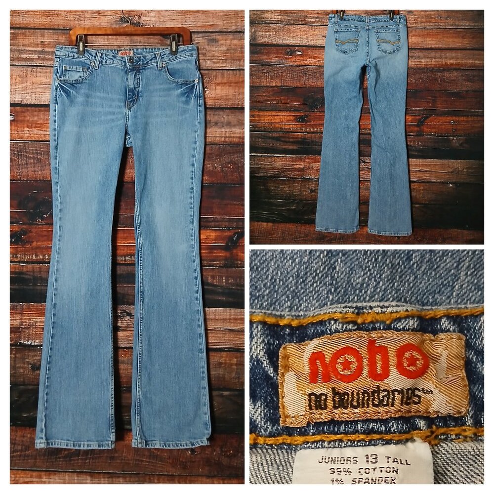 NOBO No Boundaries Vintage Jeans 13 Tall Boot Cut Mid Rise Blue Denim Stretch